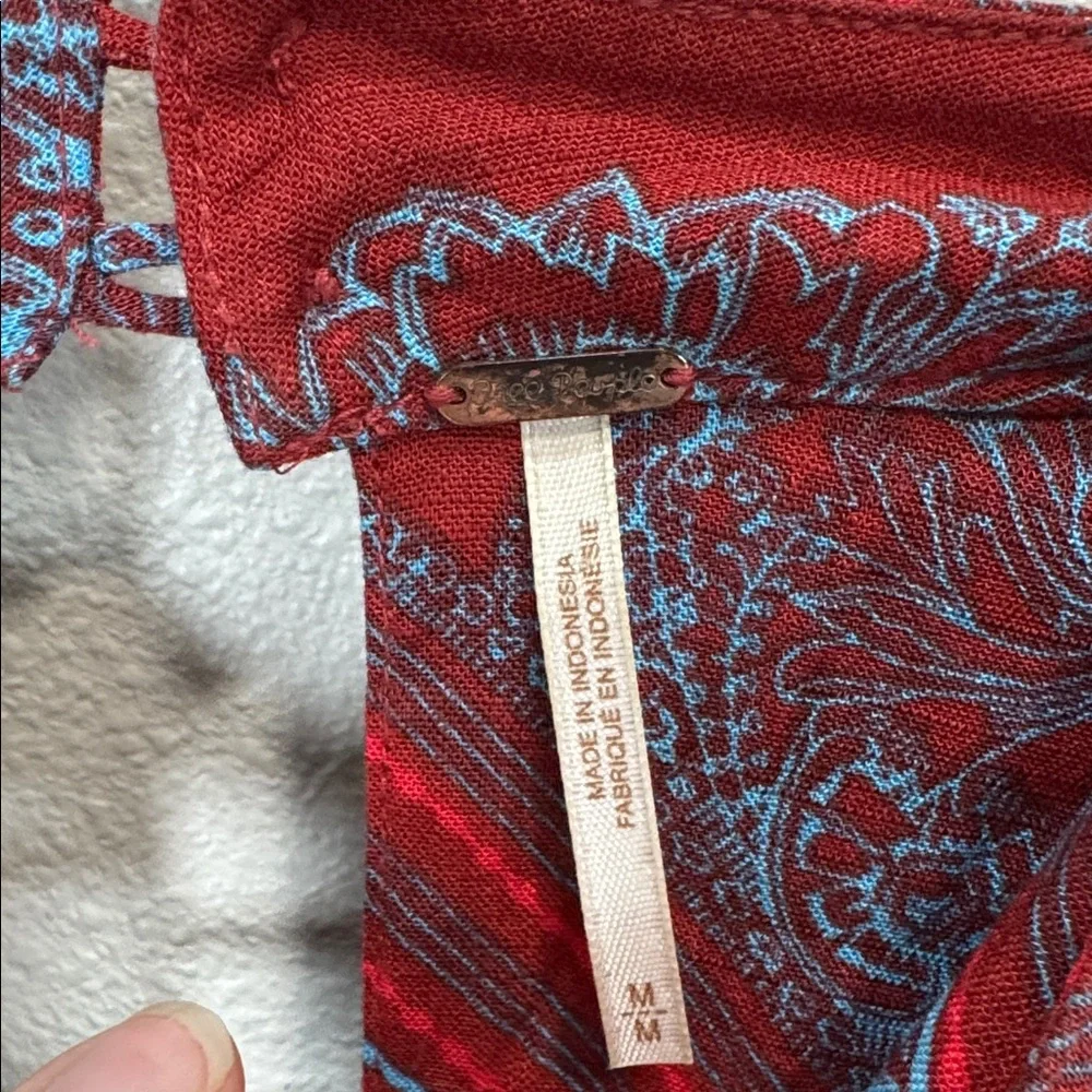 Free People Walking On A Dream Tunic in a red‎ and blue tribal pattern